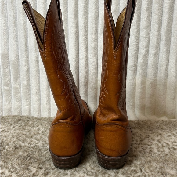 Vtg Justin Style 1632 Mens Tan Leather Western Cowboy boots sz 13B - Picture 5 of 13